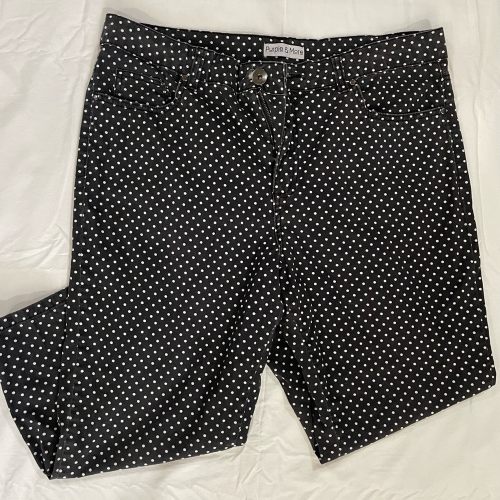 Purple & More Black Jeans with White Polka Dots